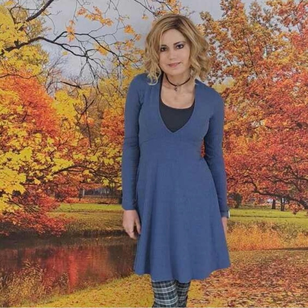 Blue Long Sleeve Dress